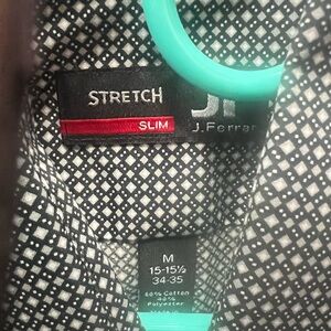 J. Ferrar Slim Fit Black and White Dress Shirt